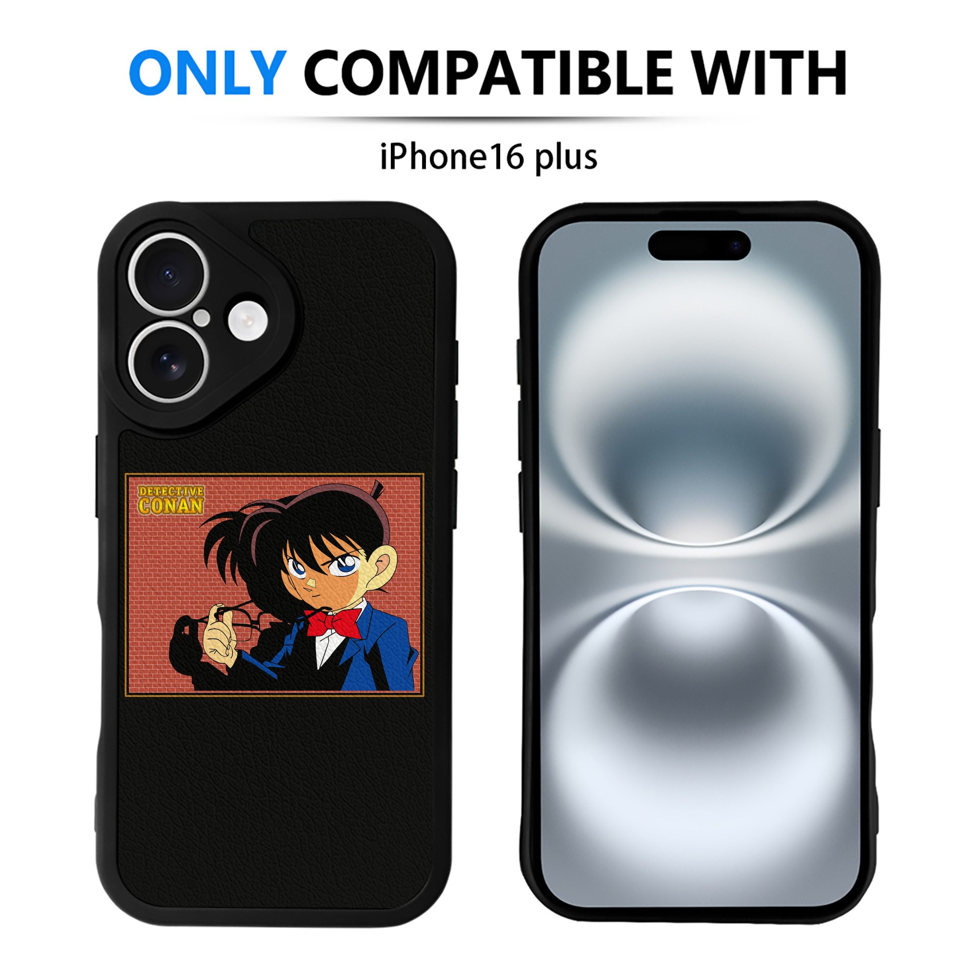 （画像用） 名探偵コナン 江戸川 コナン Detective Conan Conan Edogawa 【iPhone 16シリーズ対応】シリコンスマホケース（レザー調） 材質：シリコン